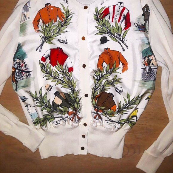 NEW Hermes "Chantilly" silk cardigan sweater blouse--extremely rare piece - Picture 9 of 9